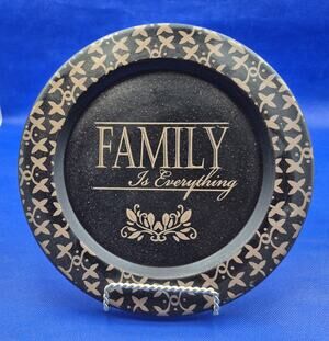 FAMILY Is Everything Black Gold Decorative Plate 9.5" Diameter